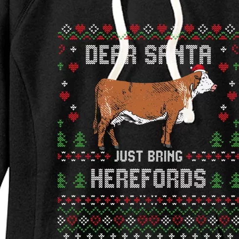 Hereford Cattle Cow Livestock Christmas Ugly Xmas Sweater Women's Fleece Hoodie