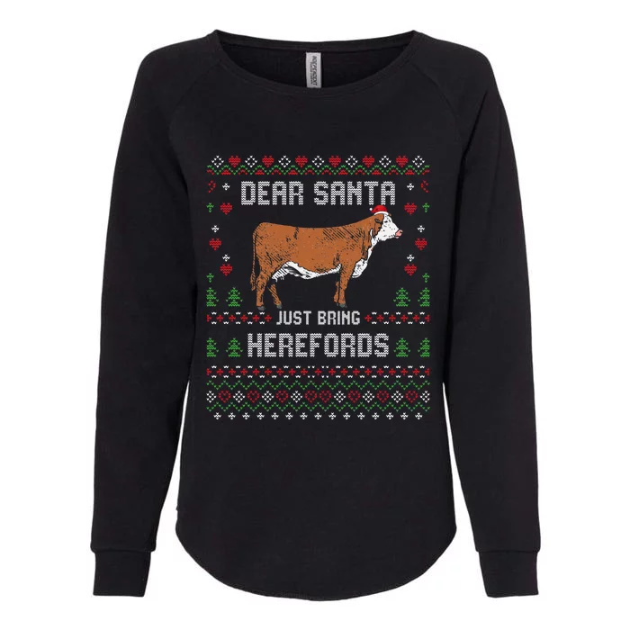 Hereford Cattle Cow Livestock Christmas Ugly Xmas Sweater Womens California Wash Sweatshirt