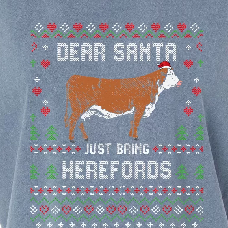 Hereford Cattle Cow Livestock Christmas Ugly Xmas Sweater Garment-Dyed Women's Muscle Tee