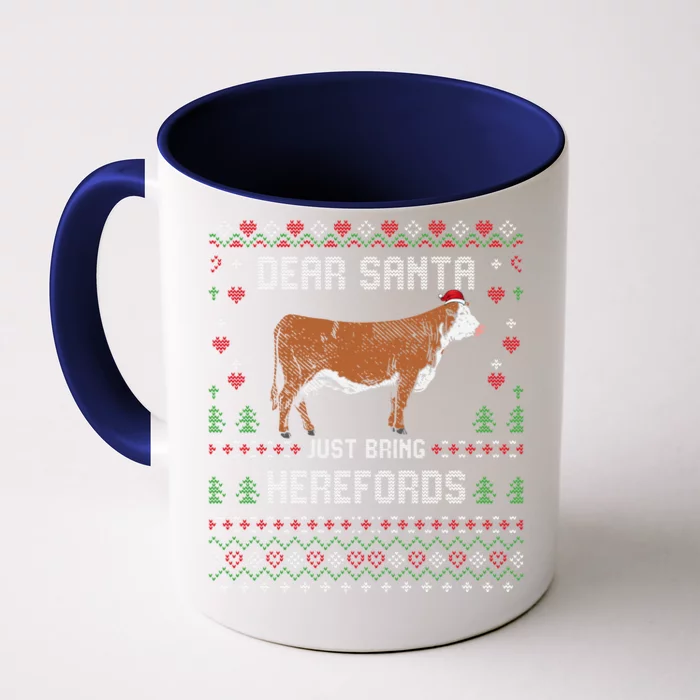 Hereford Cattle Cow Livestock Christmas Ugly Xmas Sweater Front & Back Coffee Mug