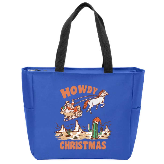 Howdy Christmas Cowboy Funny Santa Western Xmas Pajamas Gift Zip Tote Bag