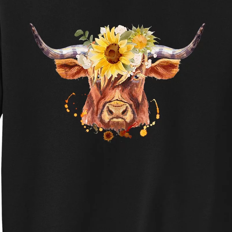 Highland Cow Coo Sunflowers Scottish Cow Lover Farm Animal Sweatshirt