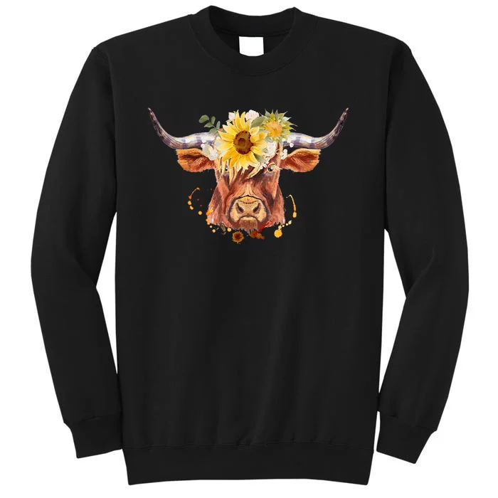 Highland Cow Coo Sunflowers Scottish Cow Lover Farm Animal Sweatshirt