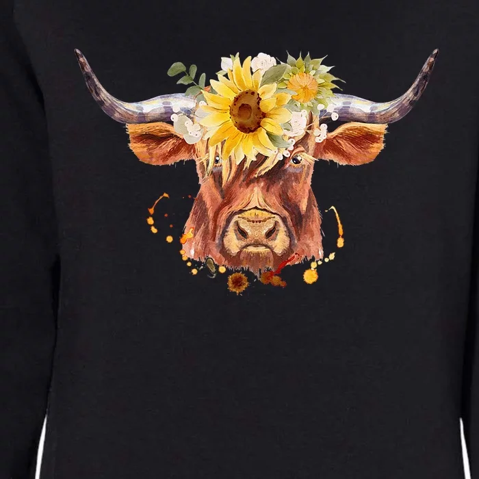 Highland Cow Coo Sunflowers Scottish Cow Lover Farm Animal Womens California Wash Sweatshirt