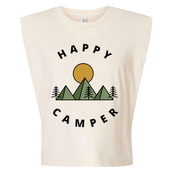 Happy Camper Camping Camp Forest Mountains Minimalist Garment-Dyed Women's Muscle Tee