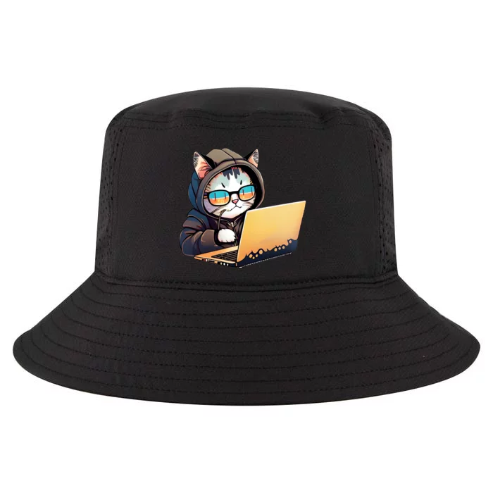 Hacker Chibi Cute Cat Cool Comfort Performance Bucket Hat