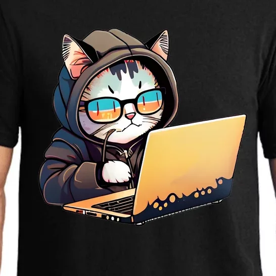 Hacker Chibi Cute Cat Pajama Set