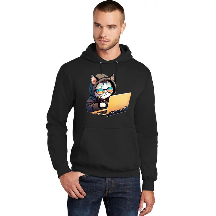 Hacker Chibi Cute Cat Tall Hoodie