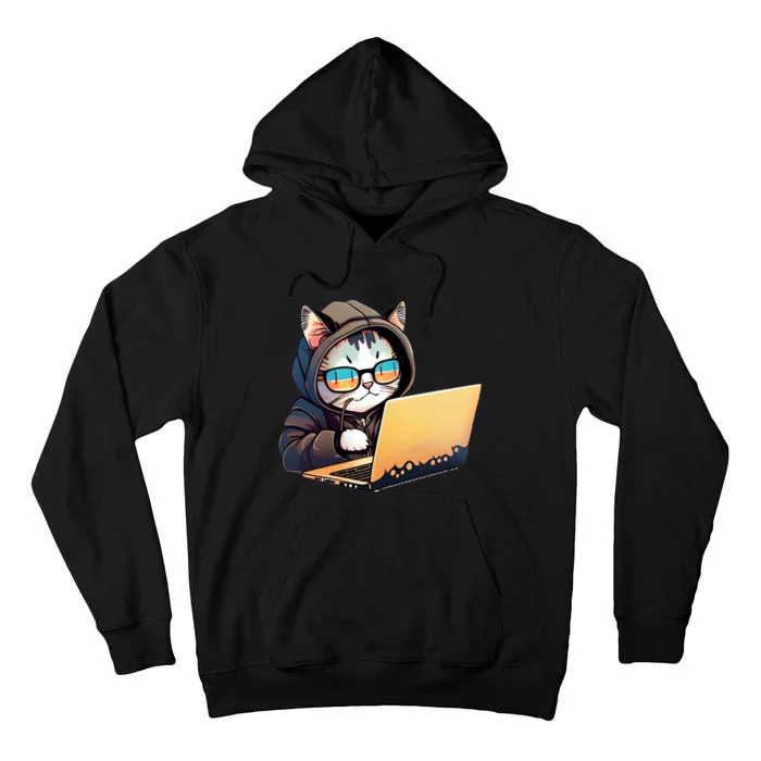 Hacker Chibi Cute Cat Tall Hoodie