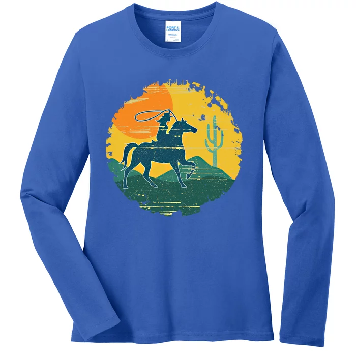 Horse Cow Cow Horseback Rodeo Lover Thoroughbred Gift Ladies Long Sleeve Shirt