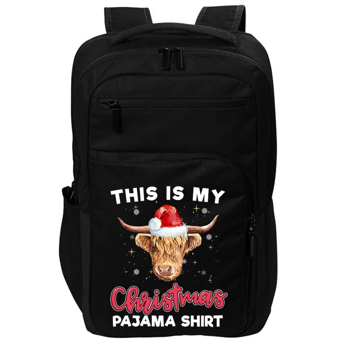 Highland Cow Christmas Pajama Santa Cow Lover Gift Impact Tech Backpack