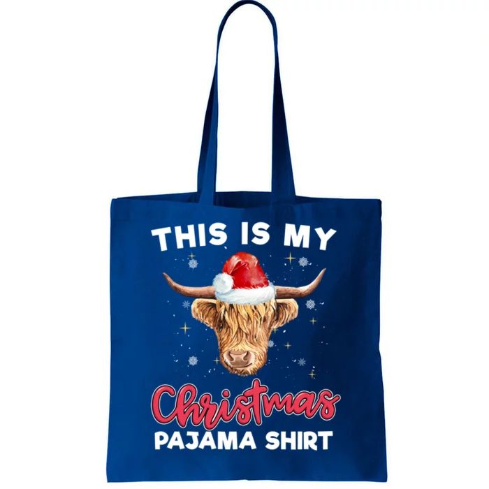 Highland Cow Christmas Pajama Santa Cow Lover Gift Tote Bag