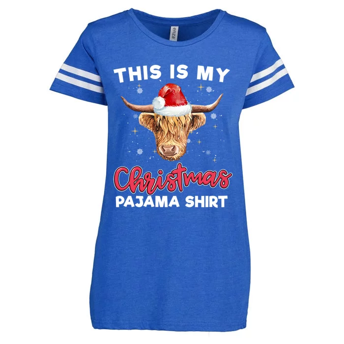 Highland Cow Christmas Pajama Santa Cow Lover Gift Enza Ladies Jersey Football T-Shirt