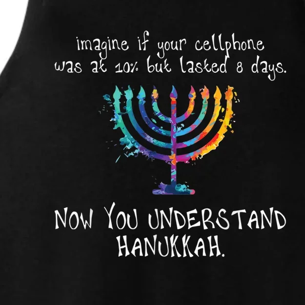 Hanukkah Chanukah - Cellphone Meme - Funny Jewish Gifts Ladies Tri-Blend Wicking Tank