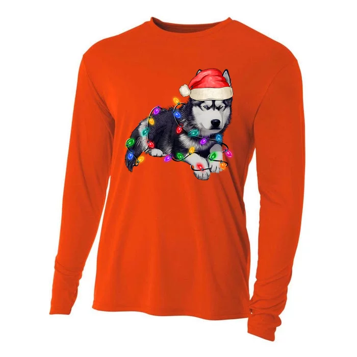 Husky Christmas Cute Dog Lover Holiday Cooling Performance Long Sleeve Crew