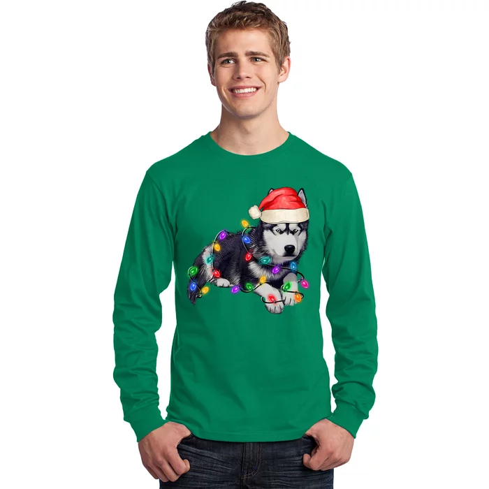 Husky Christmas Cute Dog Lover Holiday Long Sleeve Shirt