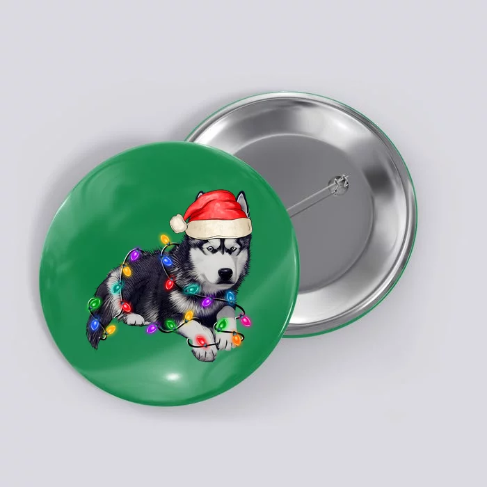 Husky Christmas Cute Dog Lover Holiday Button