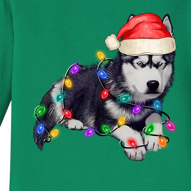 Husky Christmas Cute Dog Lover Holiday Baby Long Sleeve Bodysuit