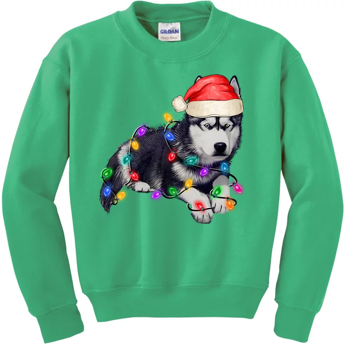 Husky Christmas Cute Dog Lover Holiday Kids Sweatshirt