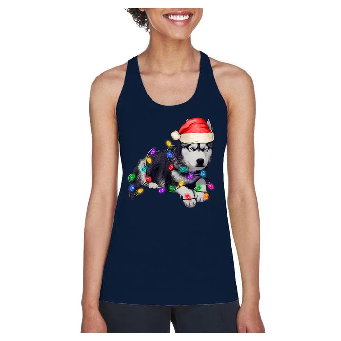 Husky Christmas Cute Dog Lover Holiday Women's Racerback Tank