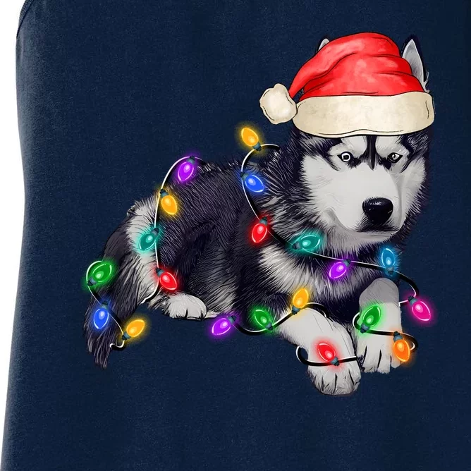 Husky Christmas Cute Dog Lover Holiday Women's Racerback Tank