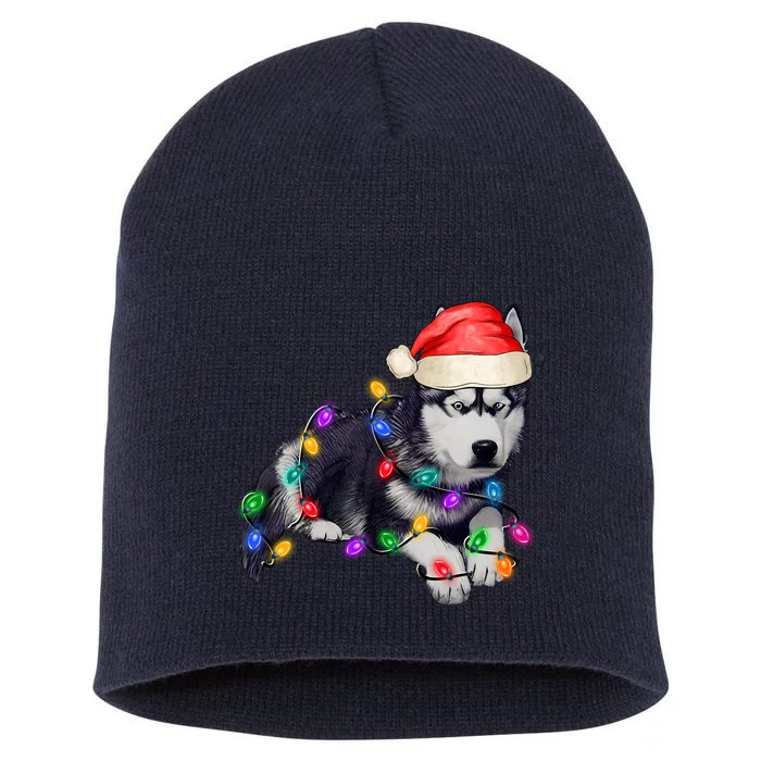 Husky Christmas Cute Dog Lover Holiday Short Acrylic Beanie