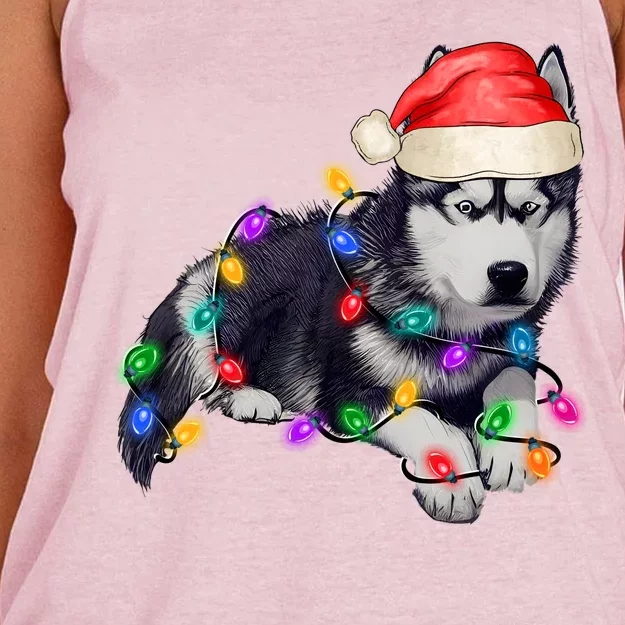 Husky Christmas Cute Dog Lover Holiday Women's Knotted Racerback Tank