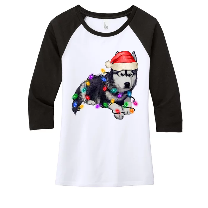 Husky Christmas Cute Dog Lover Holiday Women's Tri-Blend 3/4-Sleeve Raglan Shirt