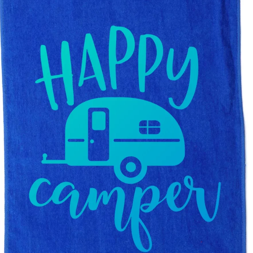 Happy Camper Camping Trailer Funny Camp Design Him And Her Cute Gift Platinum Collection Golf Towel