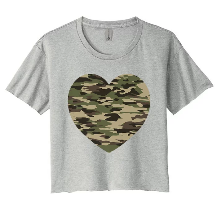 Heart Camoflauge Clothing Camo Military Tactical Gift Women's Crop Top Tee