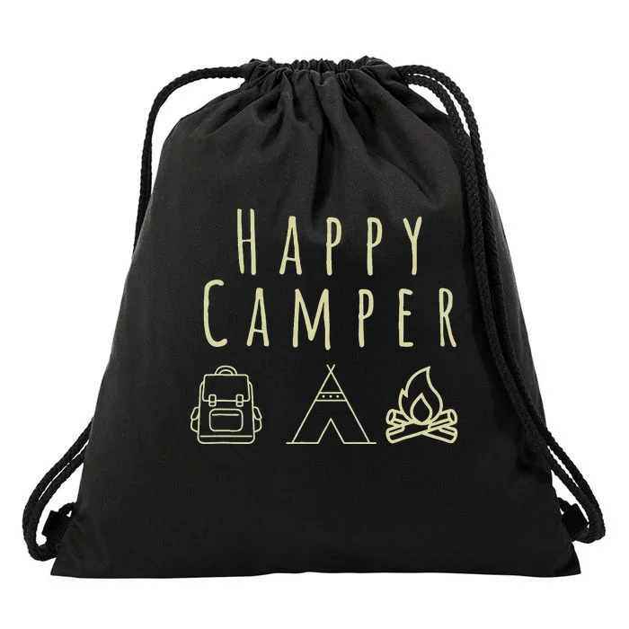 HAPPY CAMPER camping tee casual gift Drawstring Bag