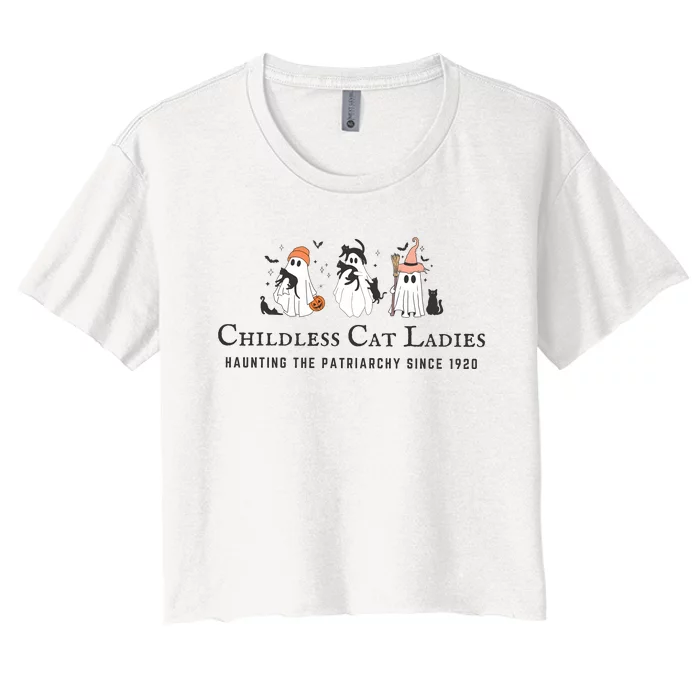 Halloween Childless Cat Lady Women's Crop Top Tee