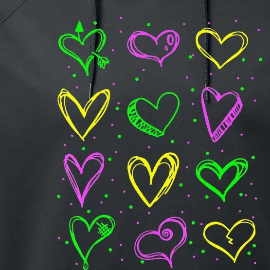 Hearts Cute Carnival Parade Mardi Gras Party Performance Fleece Hoodie