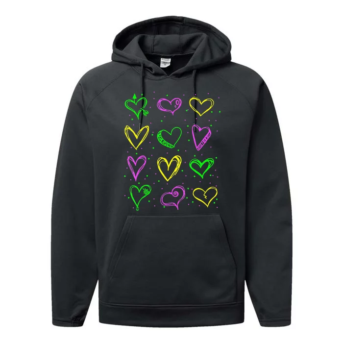 Hearts Cute Carnival Parade Mardi Gras Party Performance Fleece Hoodie