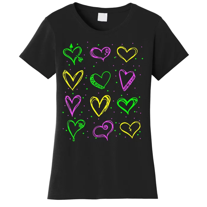 Hearts Cute Carnival Parade Mardi Gras Party Women's T-Shirt