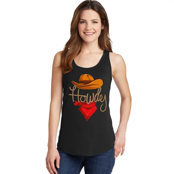 Howdy Cowboy Cowgirl Western Country Rodeo Howdy Ladies Essential Tank