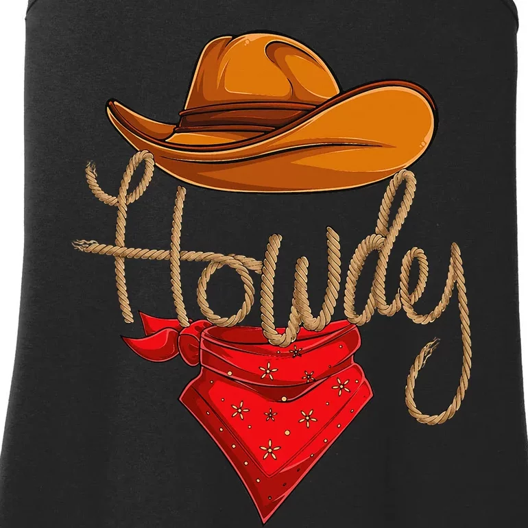 Howdy Cowboy Cowgirl Western Country Rodeo Howdy Ladies Essential Tank