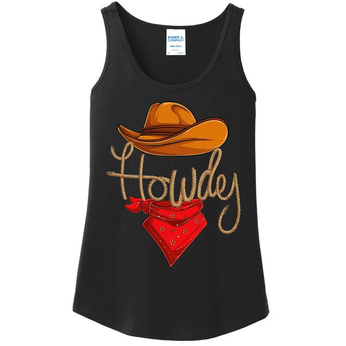 Howdy Cowboy Cowgirl Western Country Rodeo Howdy Ladies Essential Tank