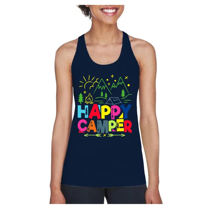 Happy Camper Camping Funny Gift Women's Racerback Tank