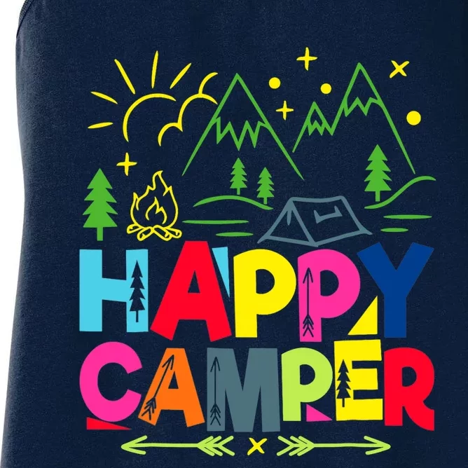 Happy Camper Camping Funny Gift Women's Racerback Tank