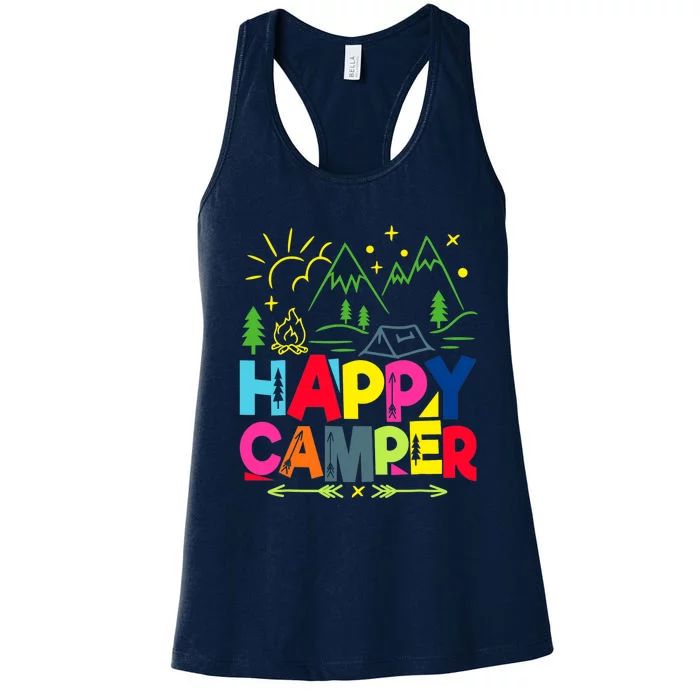 Happy Camper Camping Funny Gift Women's Racerback Tank