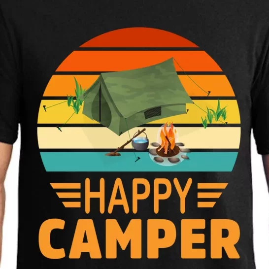 Happy Camper Camp Camper Camping Campfire Graphic Cute Gift Pajama Set