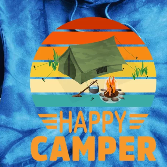 Happy Camper Camp Camper Camping Campfire Graphic Cute Gift Tie Dye Hoodie