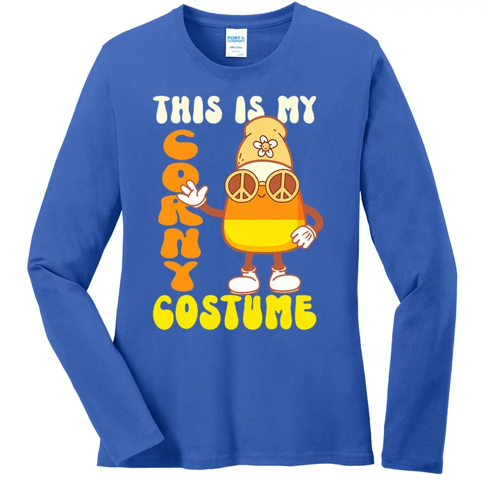 Halloween Candy Corn This Is My Corny Costume Ladies Long Sleeve Shirt