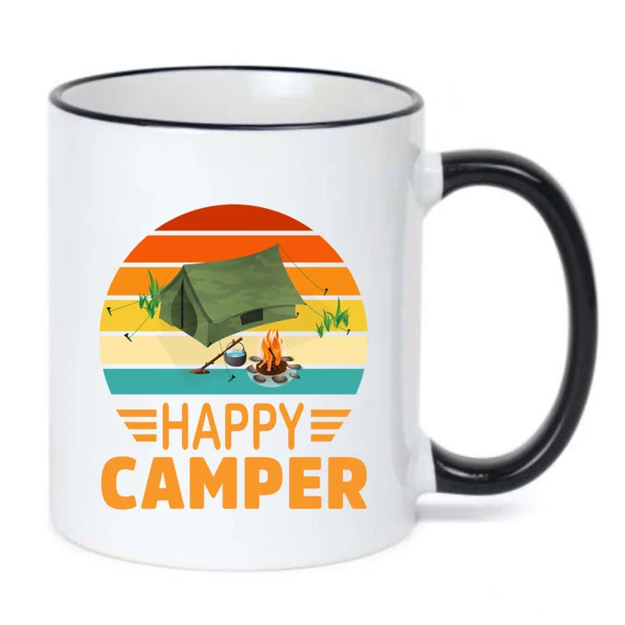 Happy Camper Camp Camper Camping Campfire Graphic Gift Black Color Changing Mug