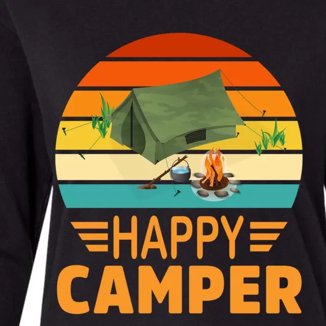 Happy Camper Camp Camper Camping Campfire Graphic Gift Womens Cotton Relaxed Long Sleeve T-Shirt