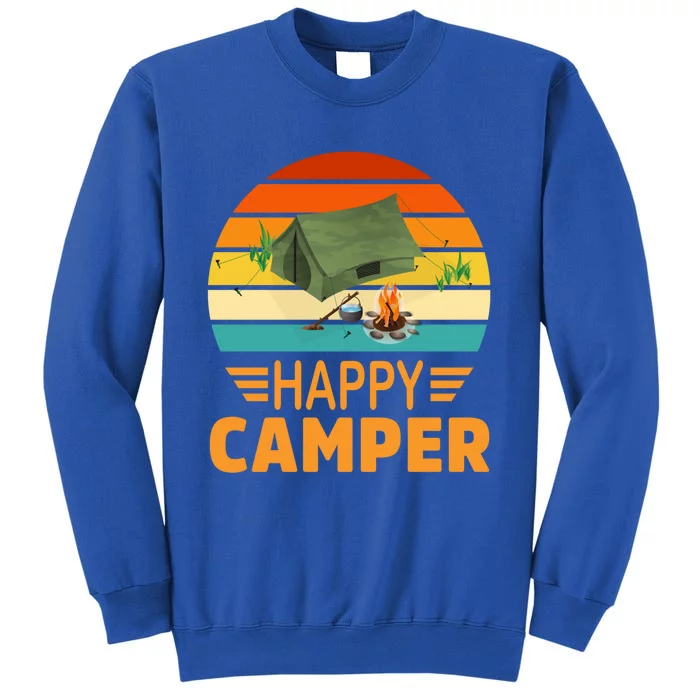 Happy Camper Camp Camper Camping Campfire Graphic Gift Tall Sweatshirt