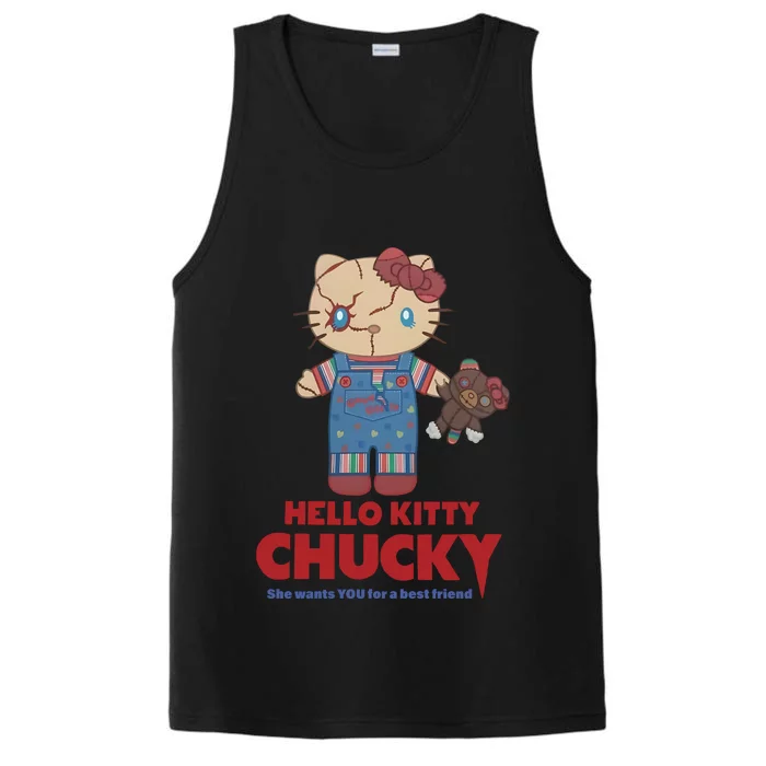 Hello Cute Cat Chucky She Wants You For A Best Friend Halloween Horror Performance Tank