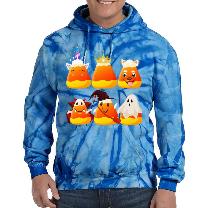 Halloween Candy Corn Ghosts Witch Costume Tie Dye Hoodie