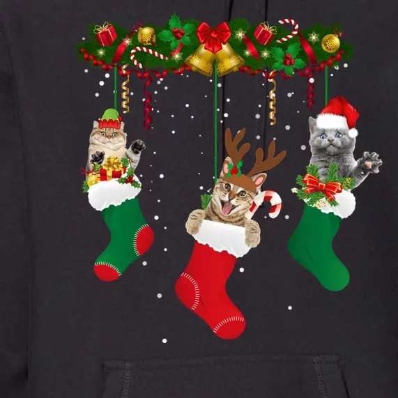 Hanging Cats Christmas Stockings Premium Hoodie